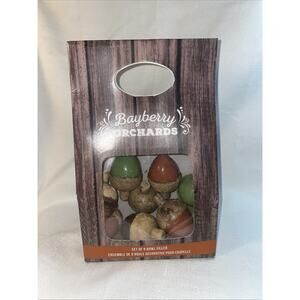 Bayberry Orchards 9 Wooden Autumnal 2.75” Acorn Bowl Fills Harvest Fall